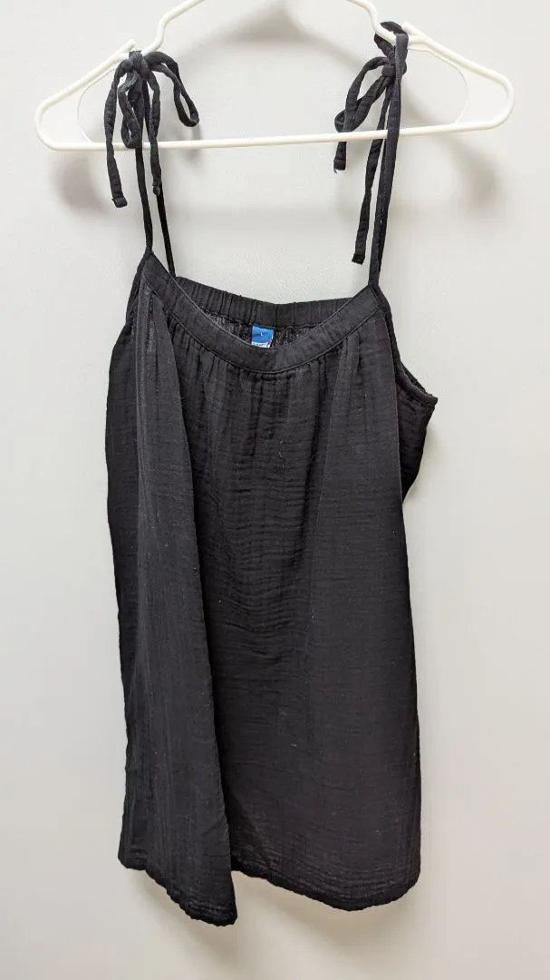 Old Navy Black 100% Cotton Tie-Strap Shift Dress