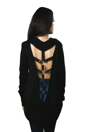 Open Back V-Neck Sweater