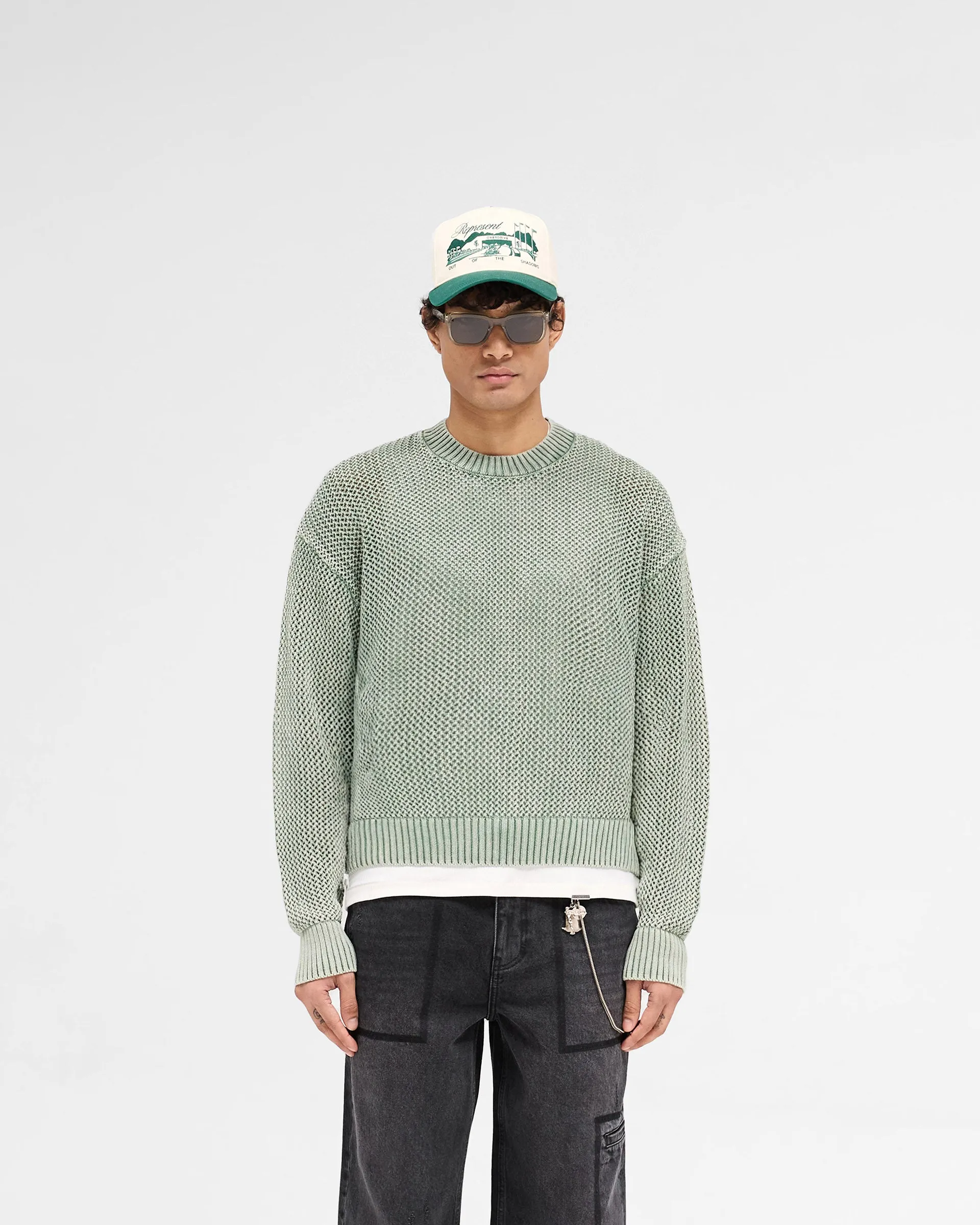 Open Gauge Knit Sweater - Forest Green