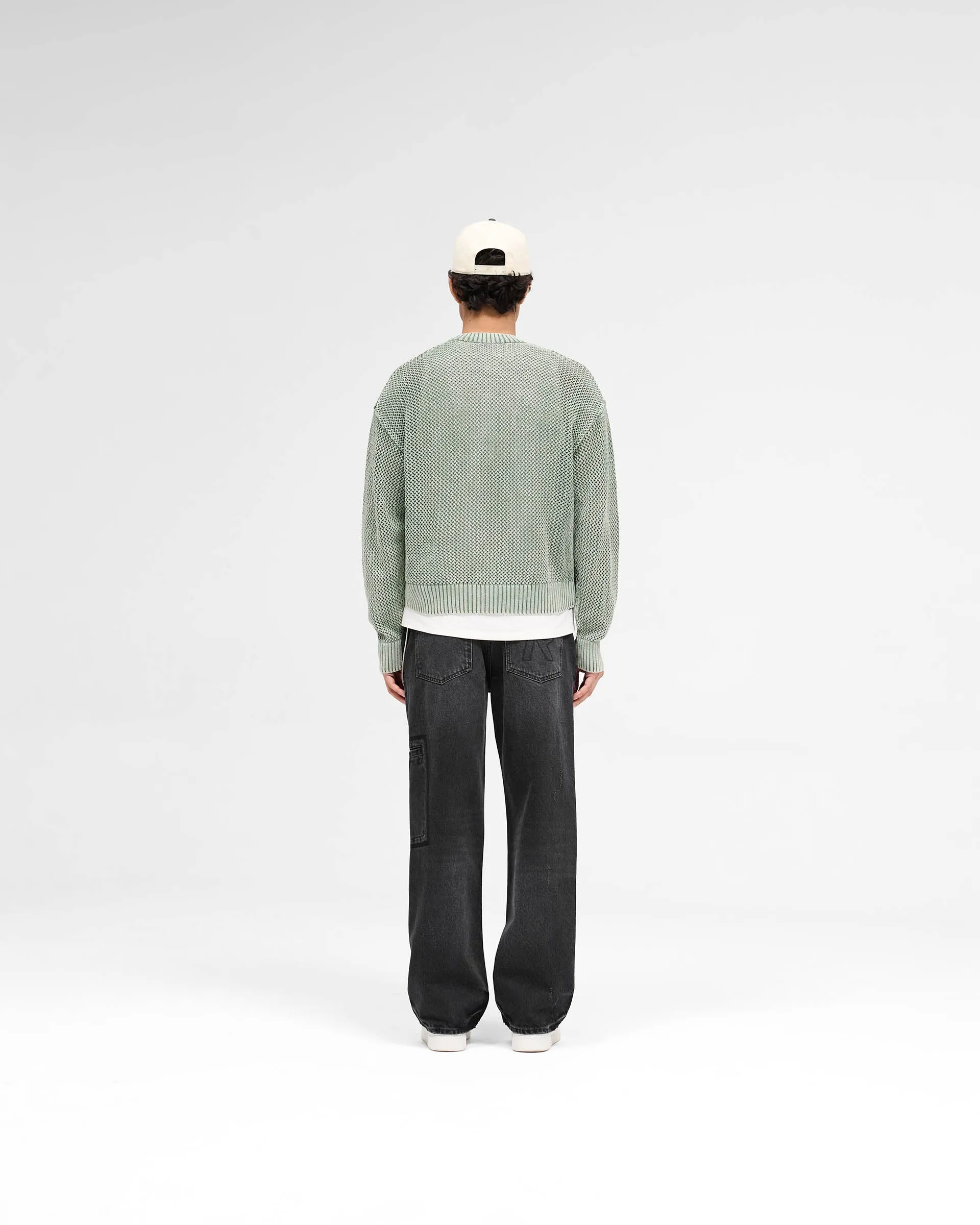 Open Gauge Knit Sweater - Forest Green