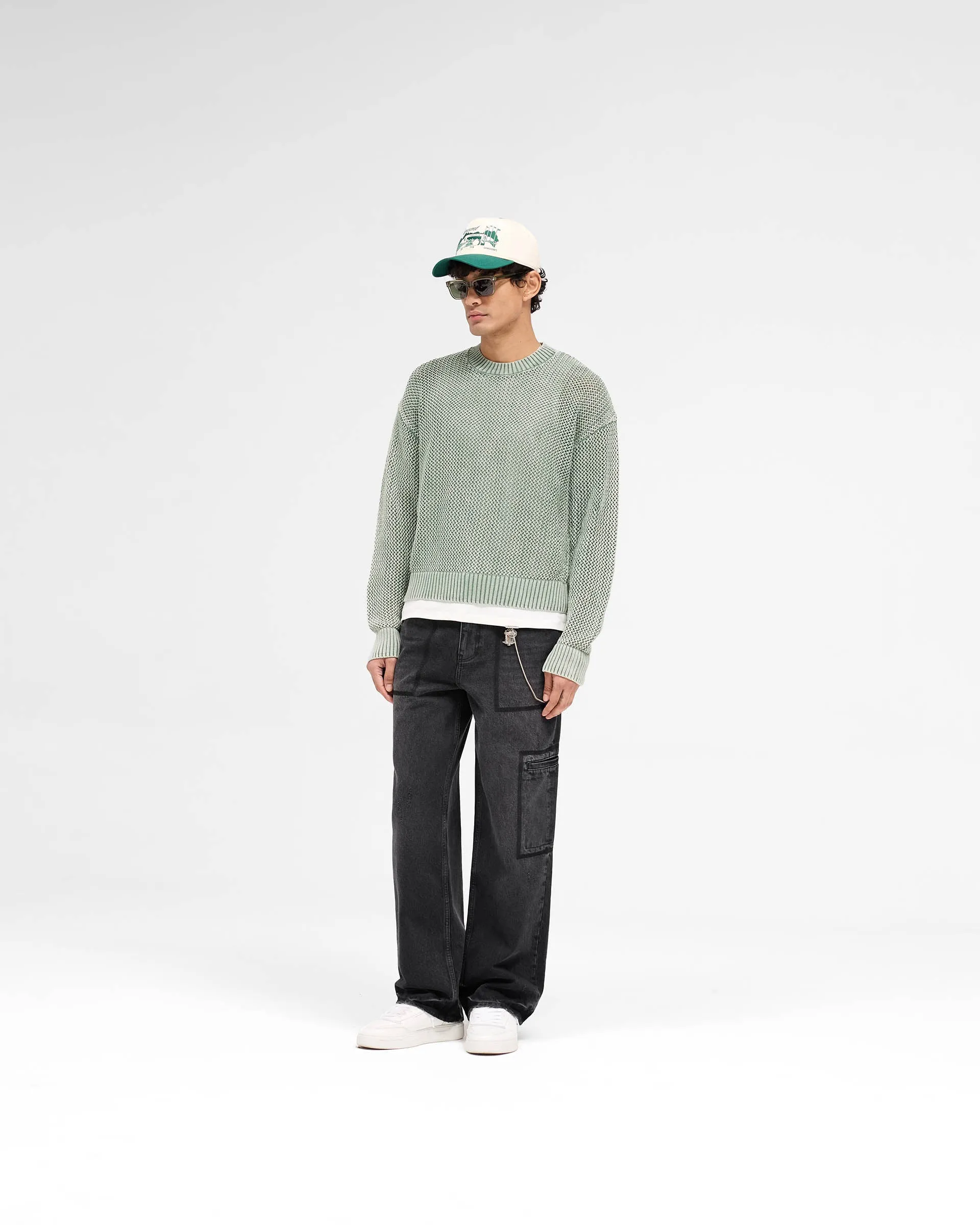 Open Gauge Knit Sweater - Forest Green