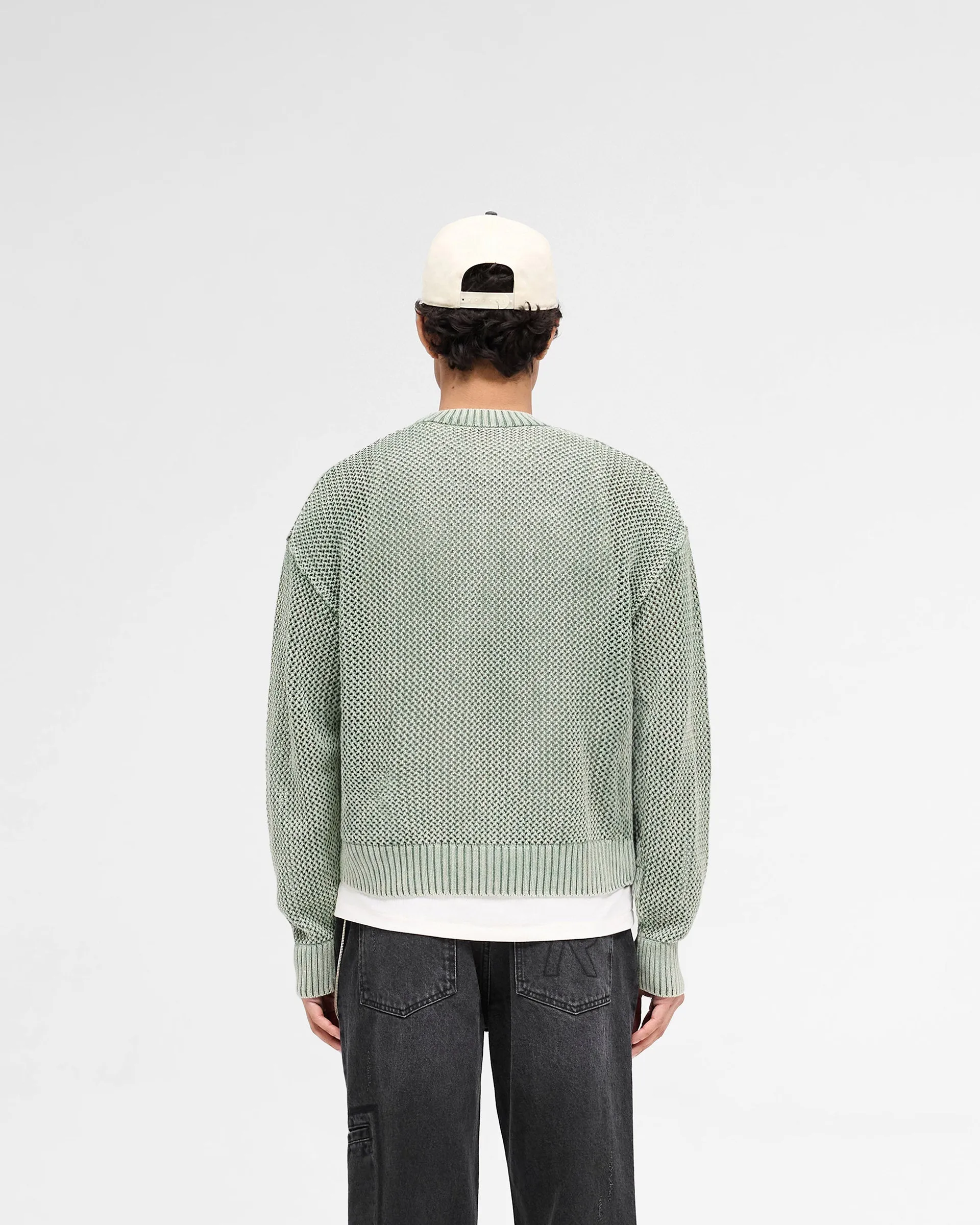 Open Gauge Knit Sweater - Forest Green