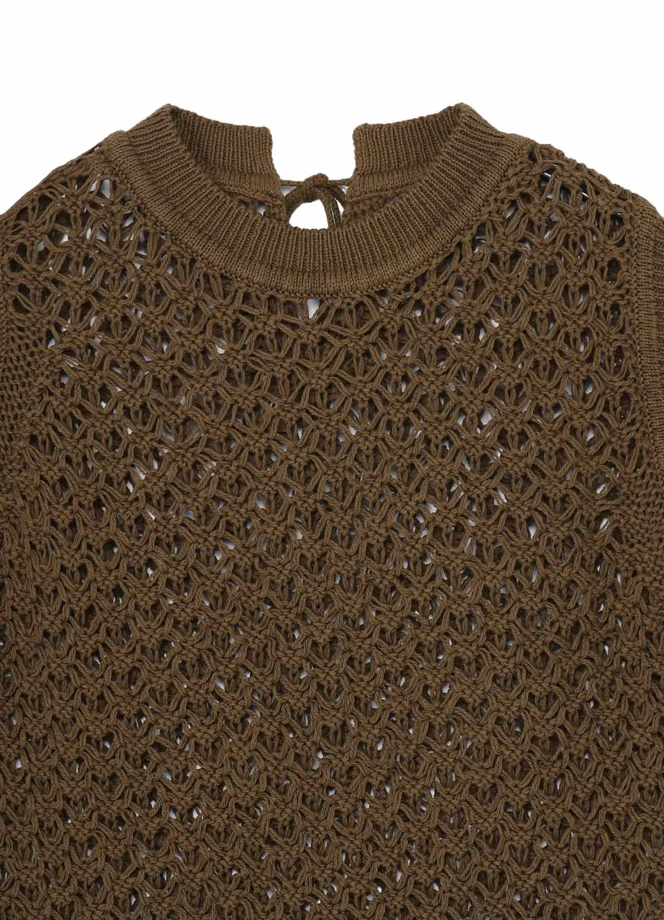OPENWORK DESIGN DIAGONAL SLEEVELESS PULLOVER