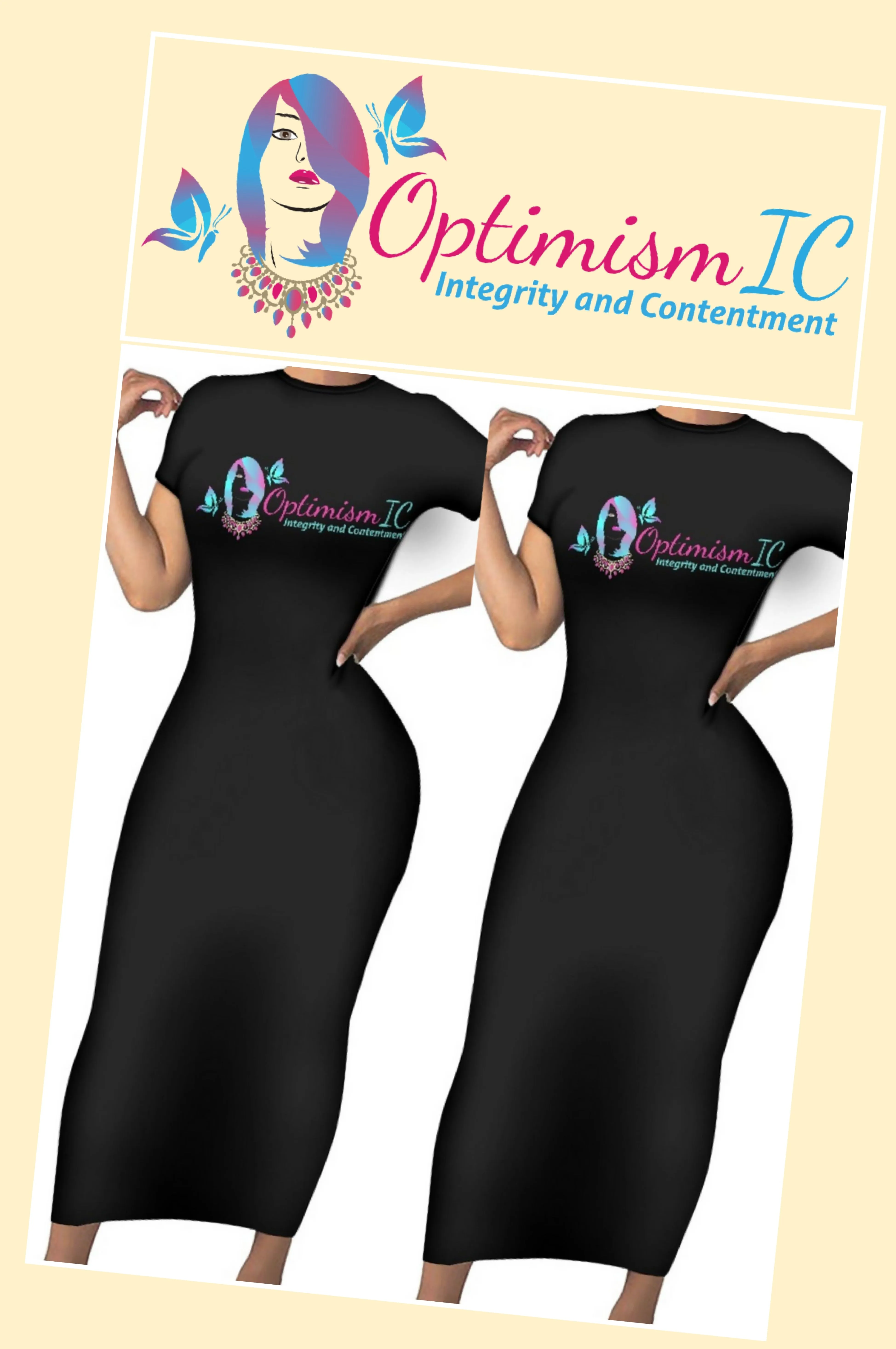 OptimismIC Integrity and Contentment Fitted Bodycon Dresses $25 at Optimismic Wigs and Gifts