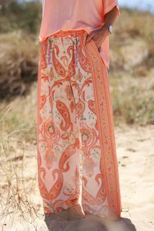 Orange Boho Paisley Pants