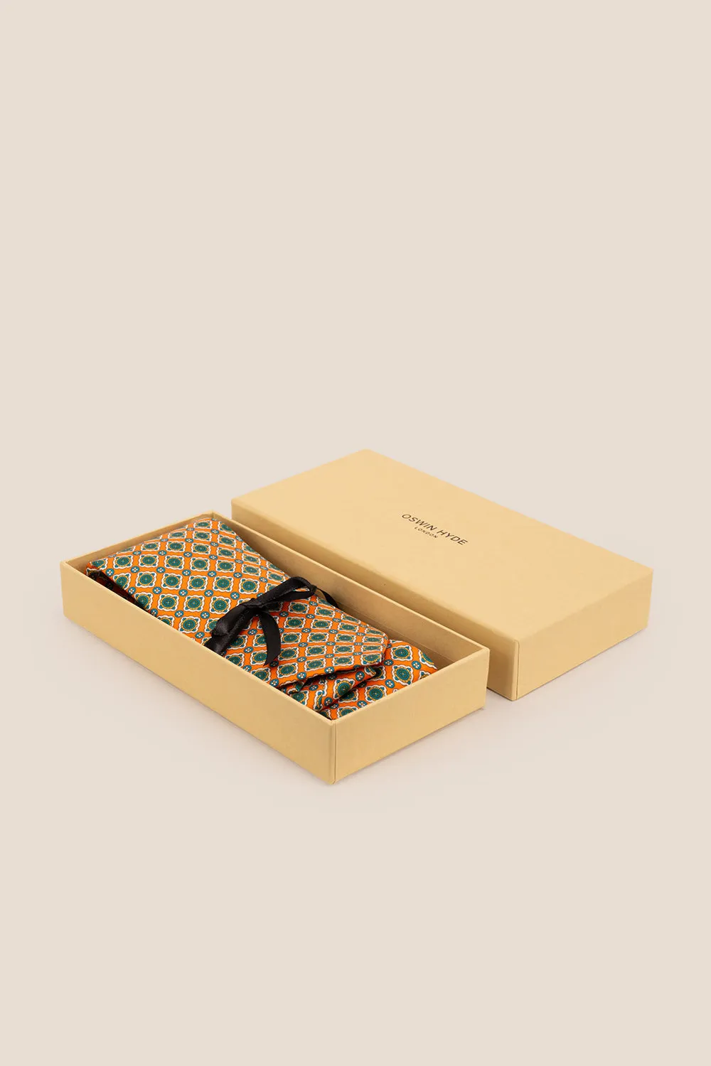 Orange Geometric Pattern Silk Tie