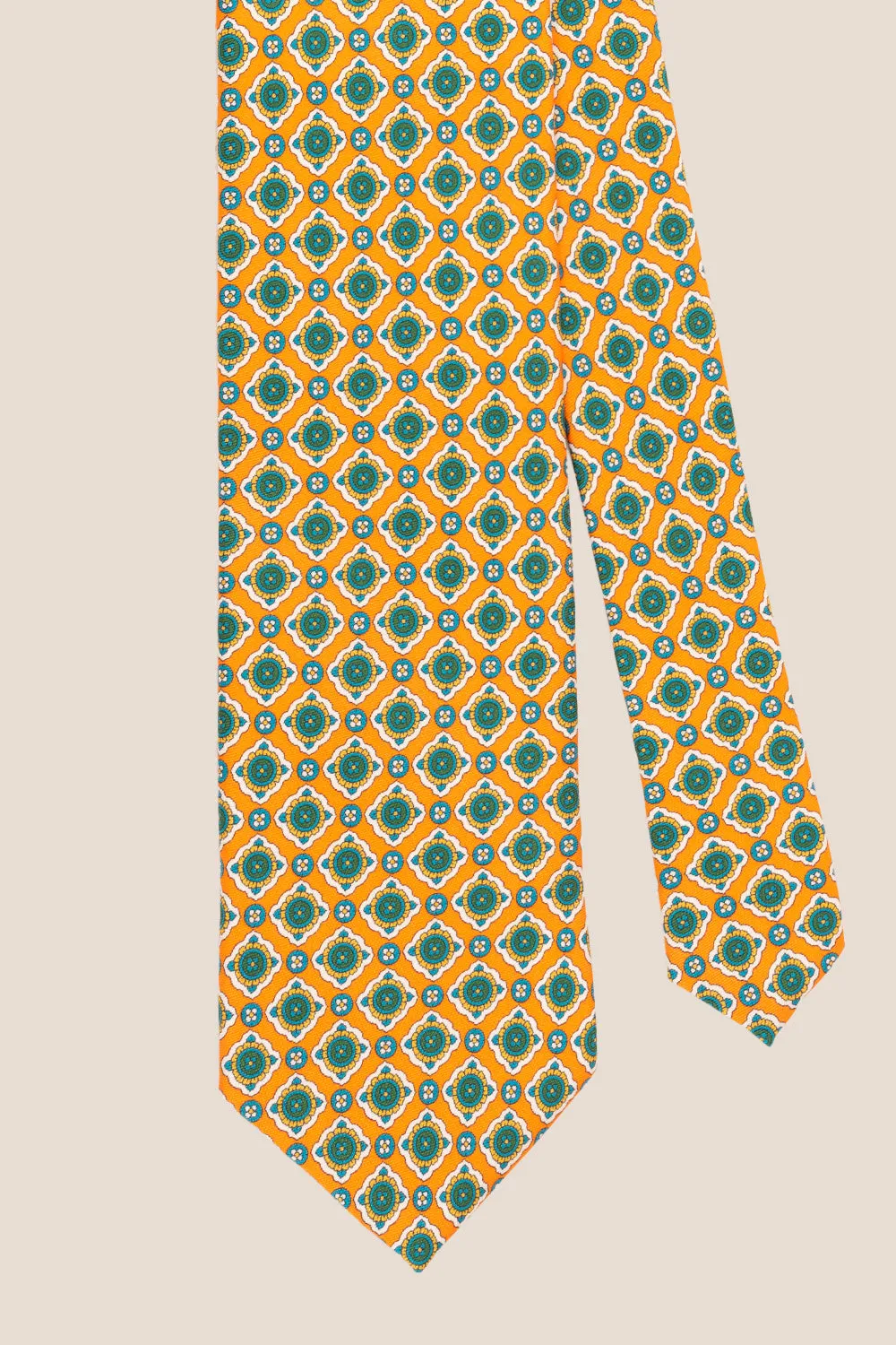 Orange Geometric Pattern Silk Tie