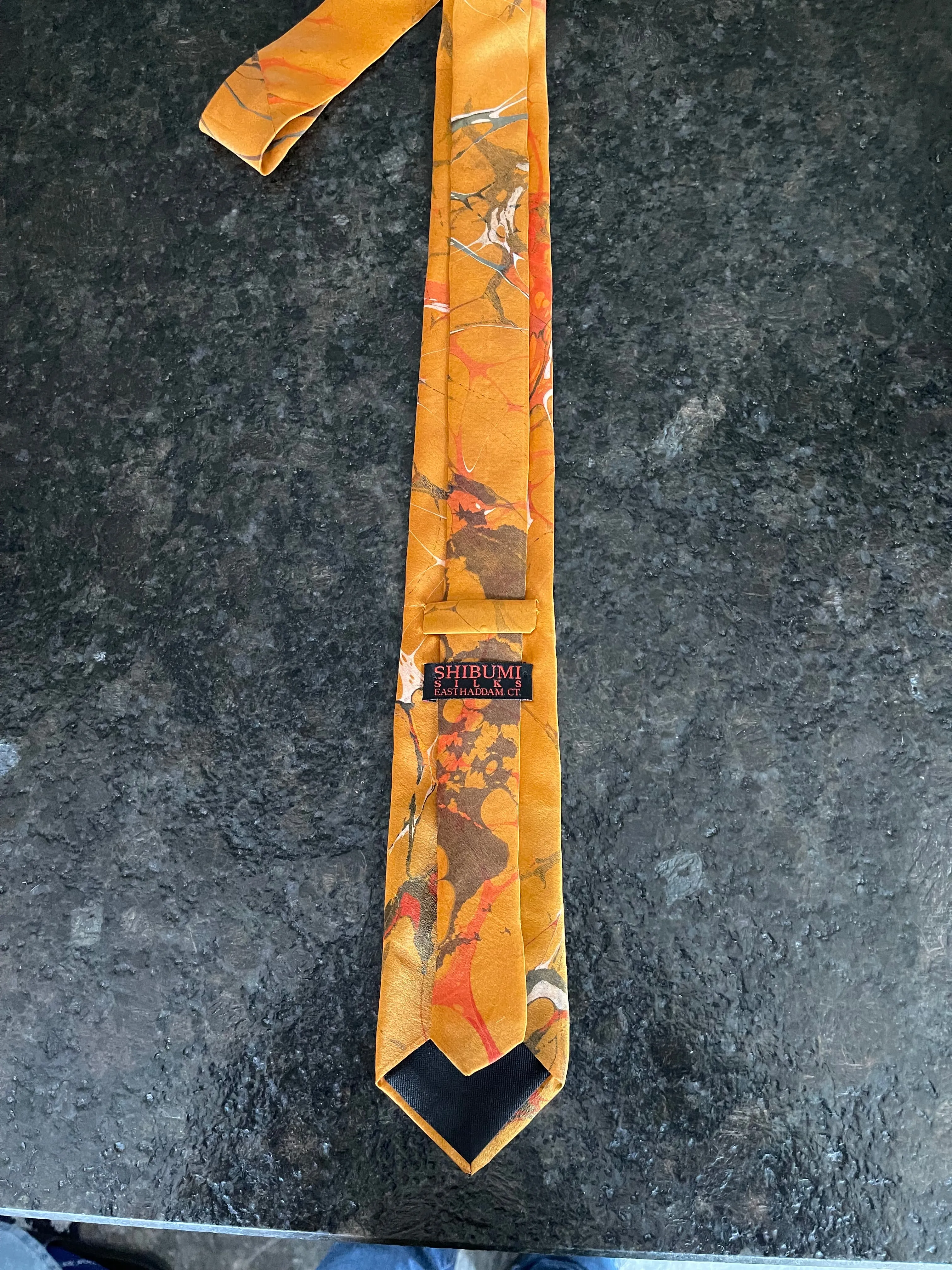 Orange Italian Vein Pattern 3” Silk Tie