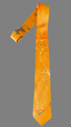 Orange Italian Vein Pattern 3” Silk Tie