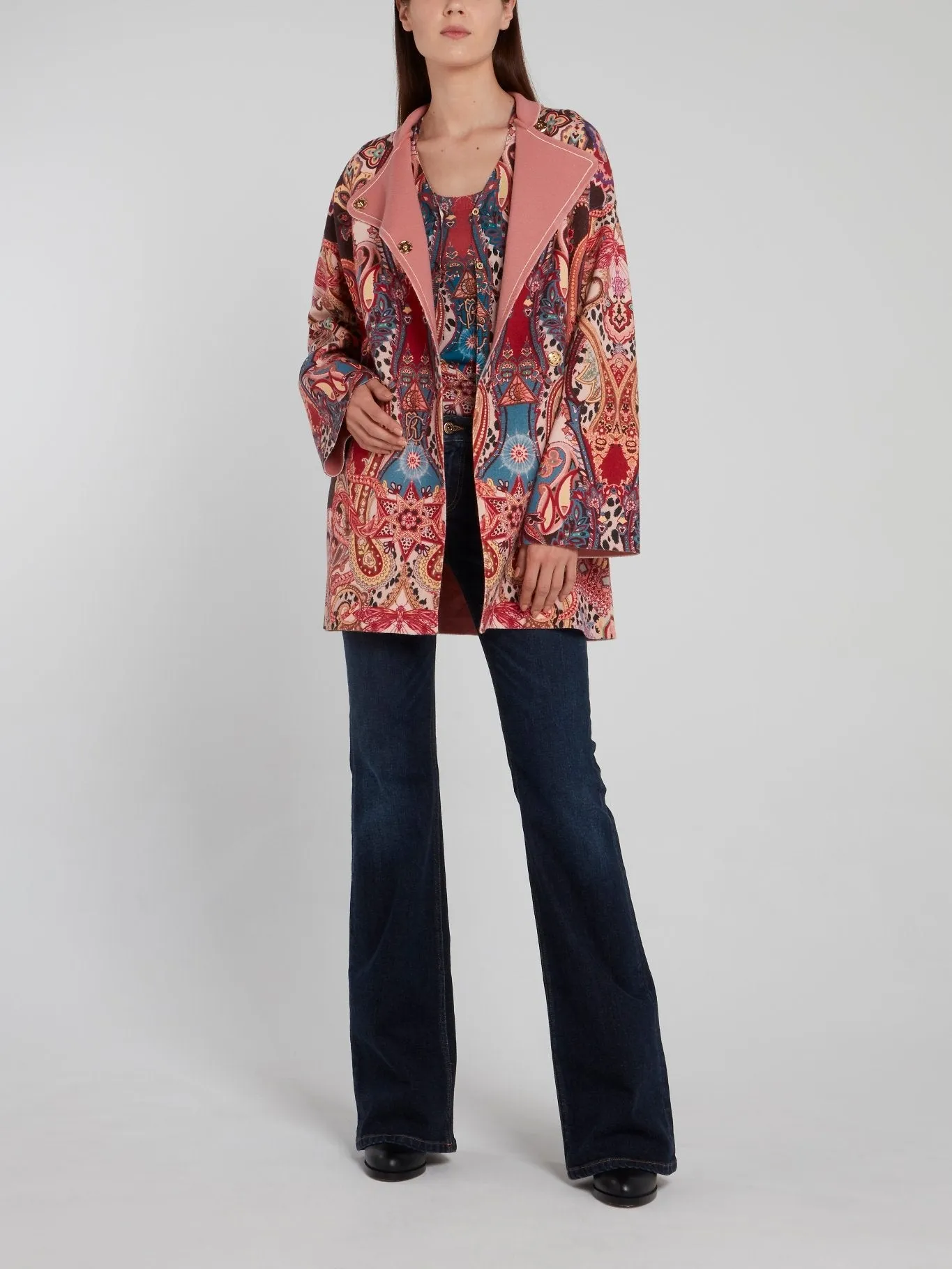 Paisley Print V-Neck Cardigan