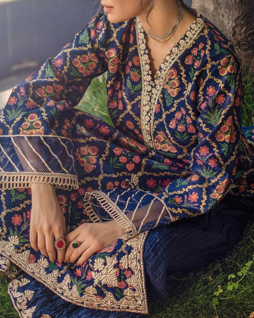 Pakistani Party Wear Trouser Suits with Long Kameez