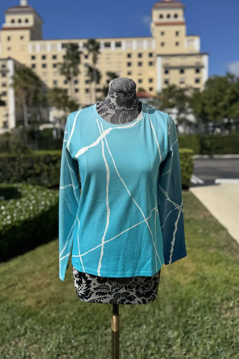 Pashma Blues with Cracked Lines Sweater and Scarf Set