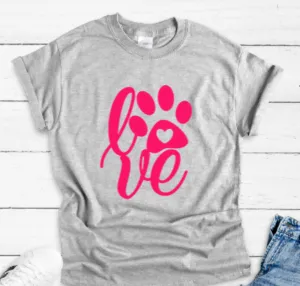 Paw Print Love Gray Unisex Short Sleeve T-shirt