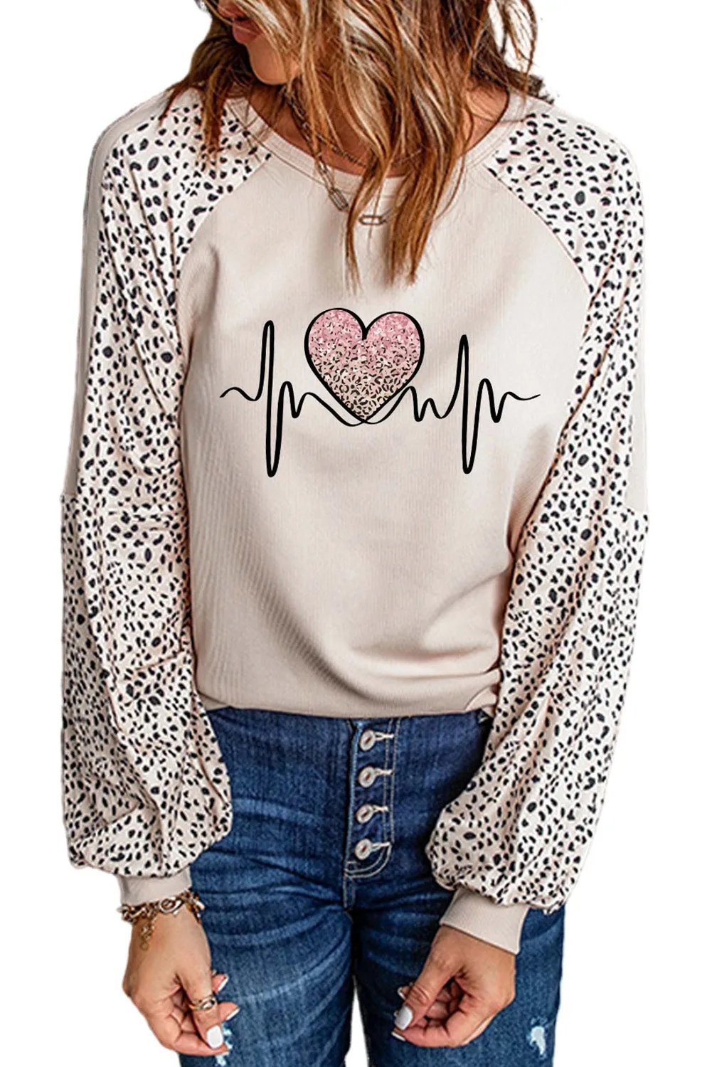 Peaceful Love Leopard Pullover Top