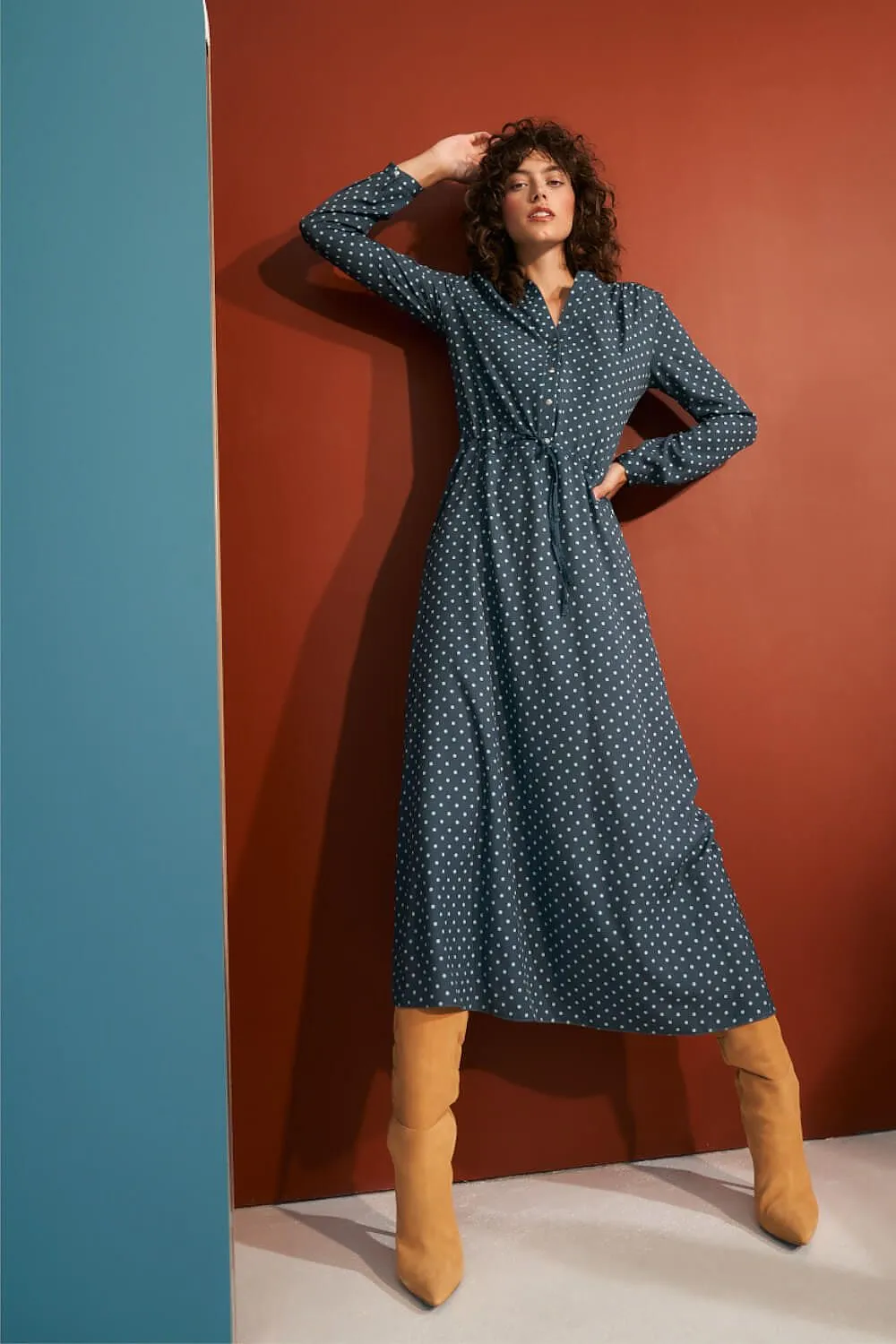 Peas Print A-Line Dress