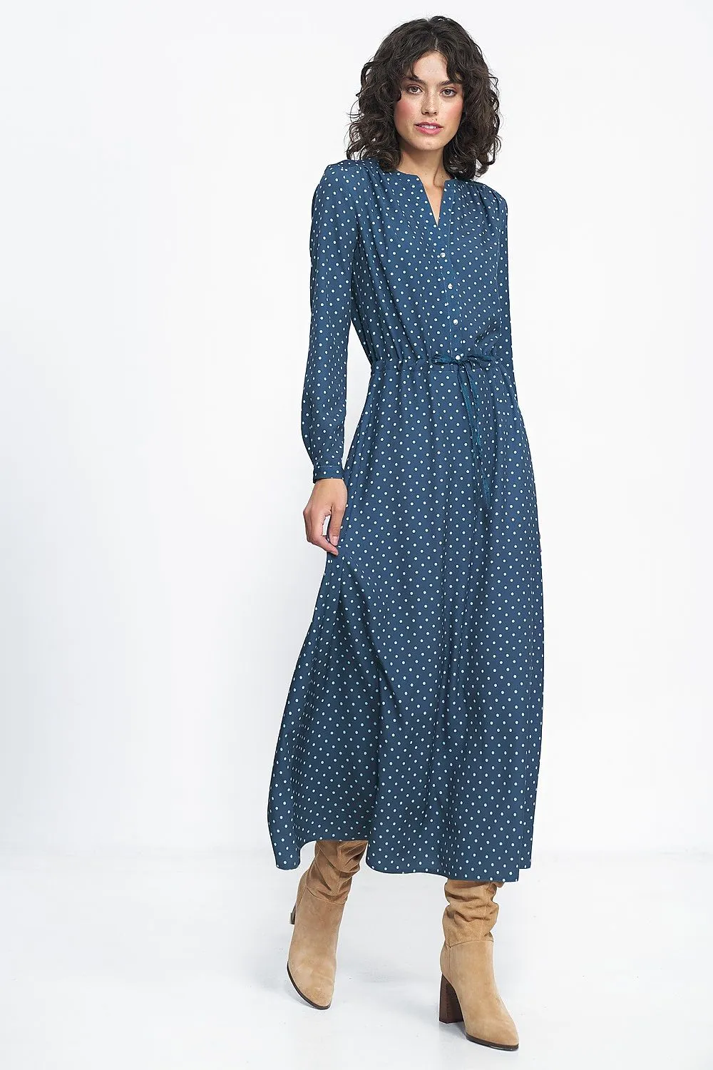 Peas Print A-Line Dress