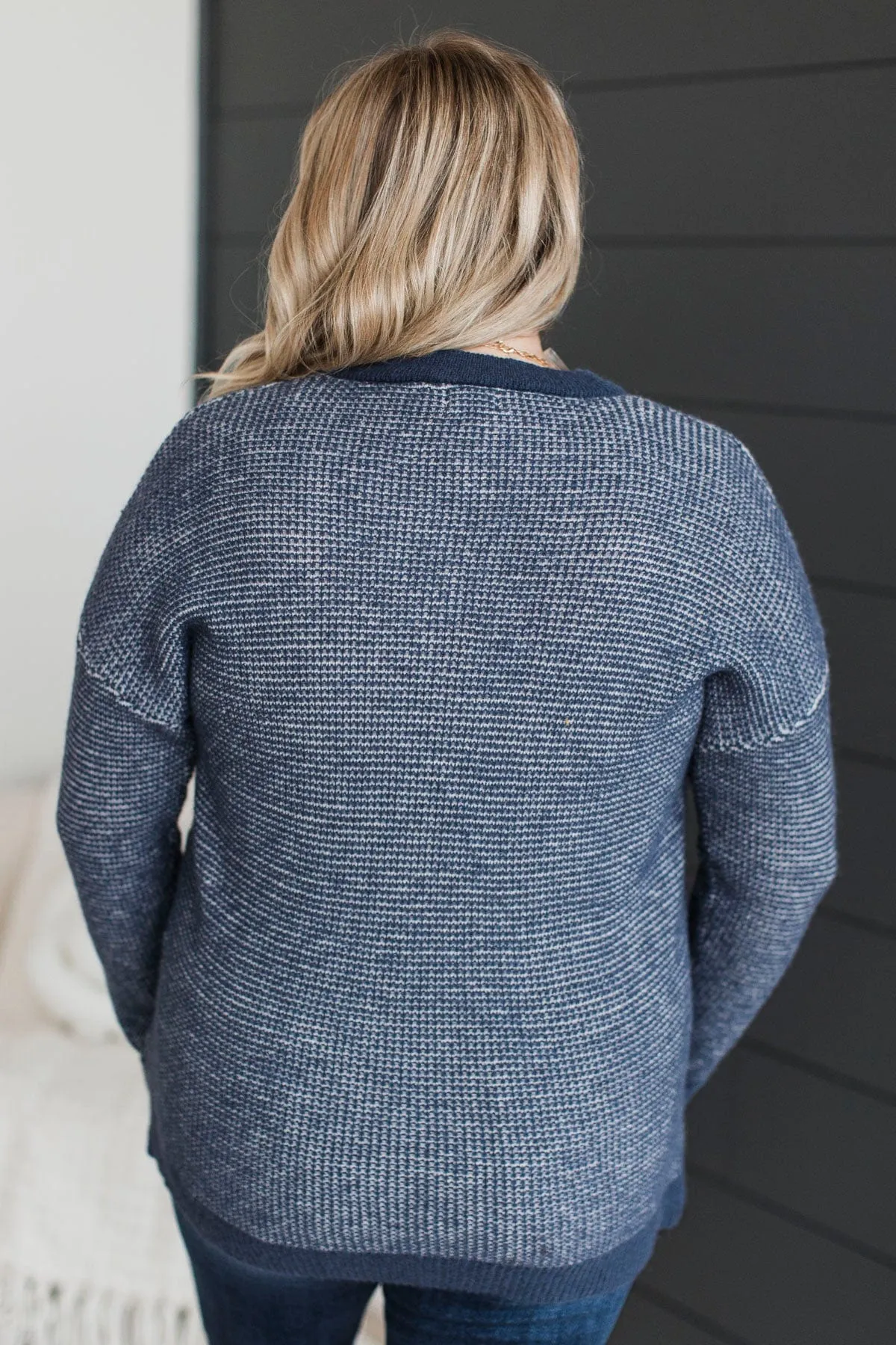 Perfectly Matched Knit Sweater- Navy