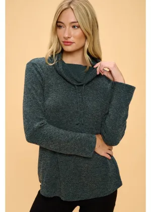 Perseption Cowl Neck Asymmetrical Sweater