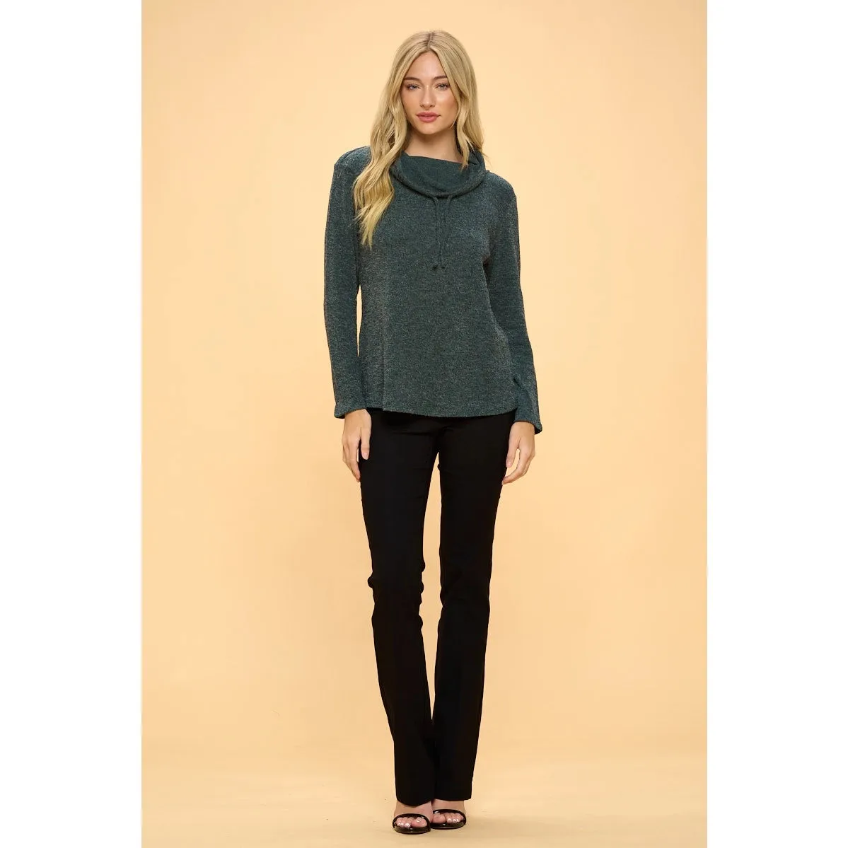 Perseption Cowl Neck Asymmetrical Sweater