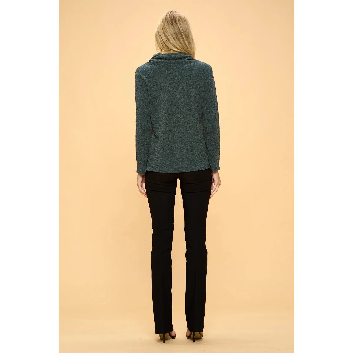 Perseption Cowl Neck Asymmetrical Sweater
