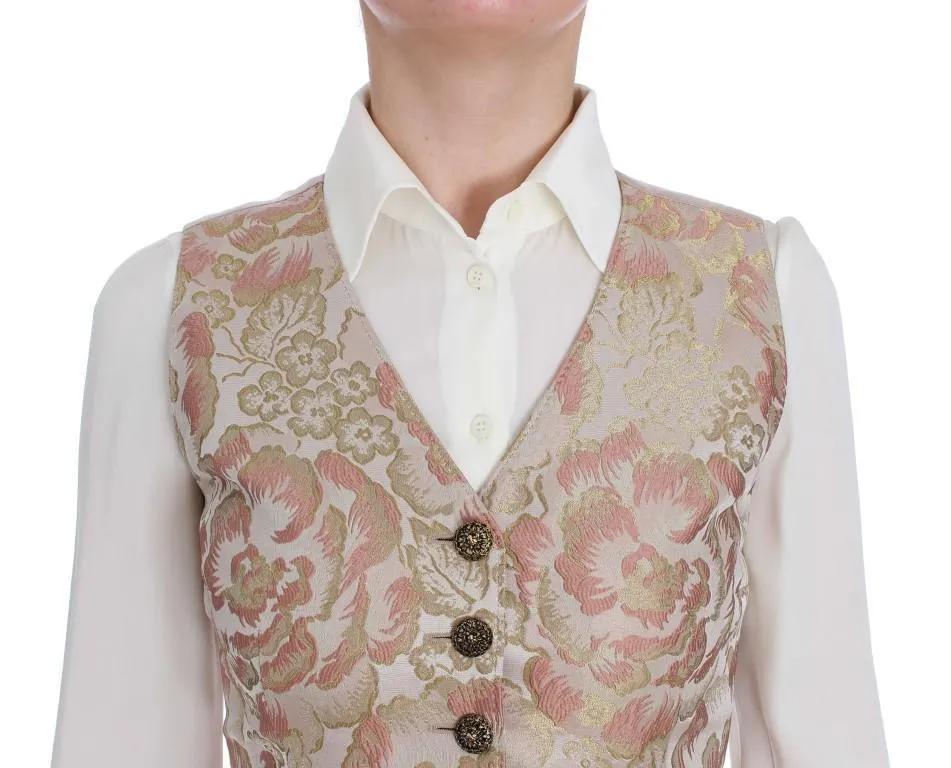 Pink Gold Baroque Silk Vest