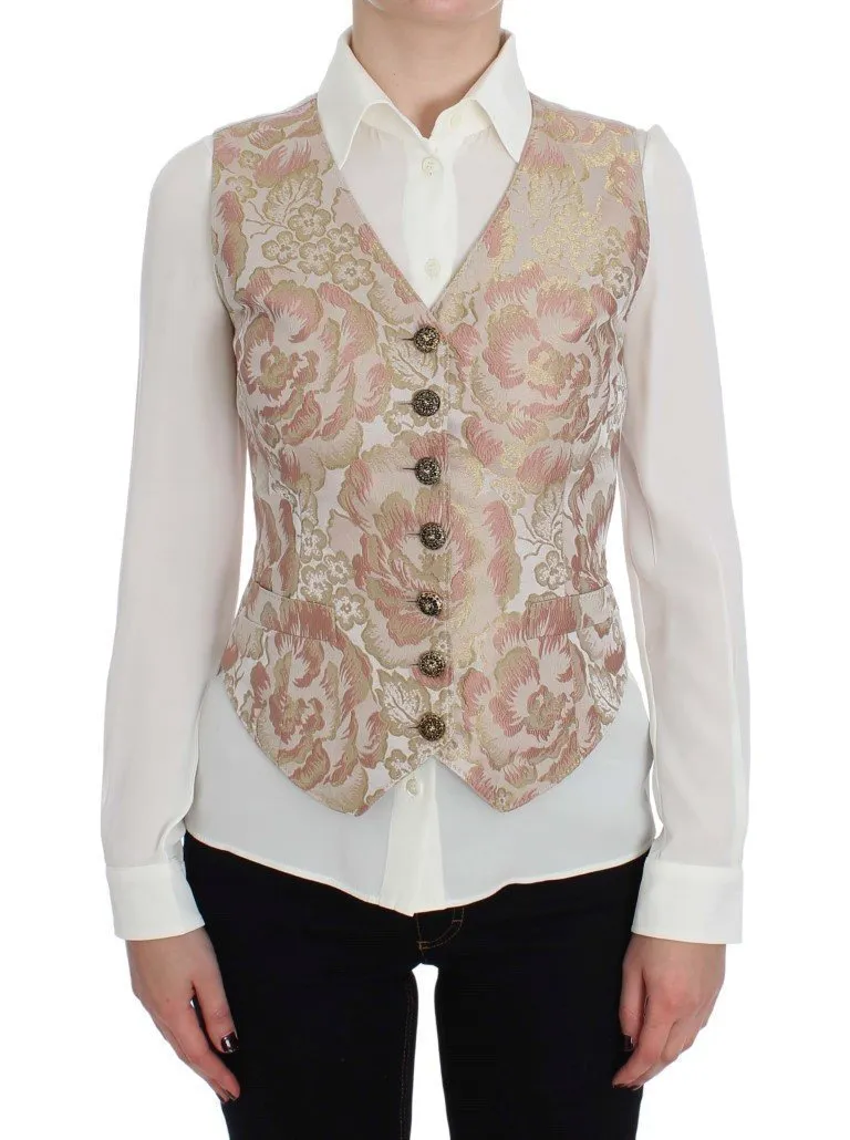 Pink Gold Baroque Silk Vest