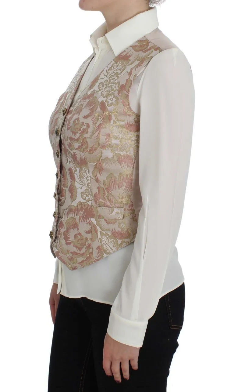 Pink Gold Baroque Silk Vest