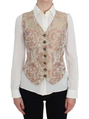 Pink Gold Baroque Silk Vest
