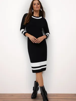 Piped Scoopneck Sweater Dress