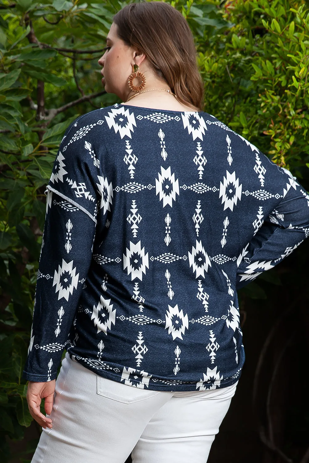 Plus Size Aztec Exposed Top
