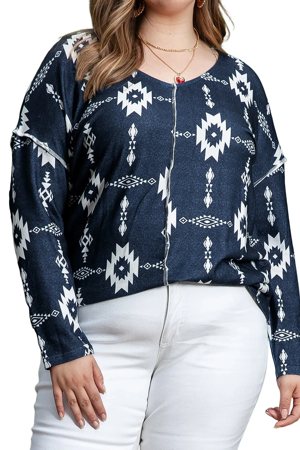 Plus Size Aztec Exposed Top