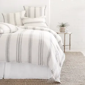 Pom Pom at Home Jackson Cream & Grey Striped Linen Duvet Cover and Pillow Shams ~ Available in Queen and King Sizes