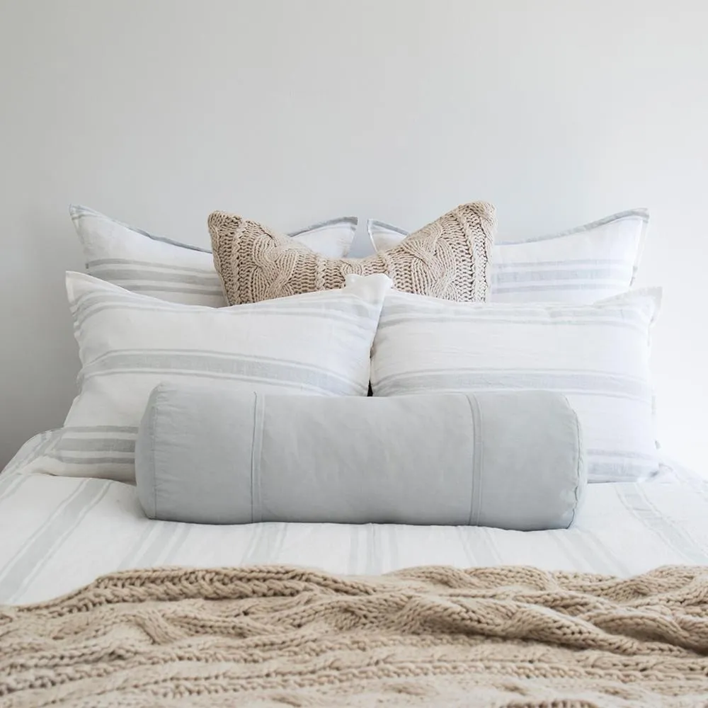 Pom Pom at Home Jackson White & Ocean Striped Linen Duvet Cover and Pillow Shams ~ Available in Queen and King Sizes