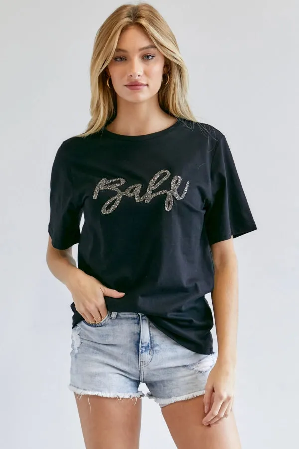 PRINTED ROUND NECK SHORT SLEEVE TOP