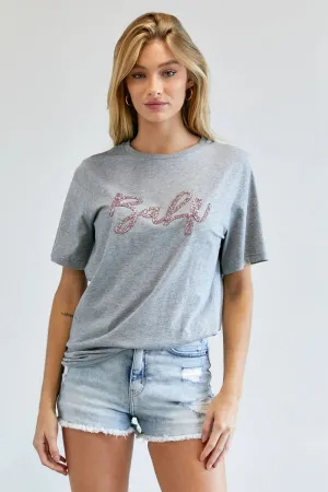PRINTED ROUND NECK SHORT SLEEVE TOP