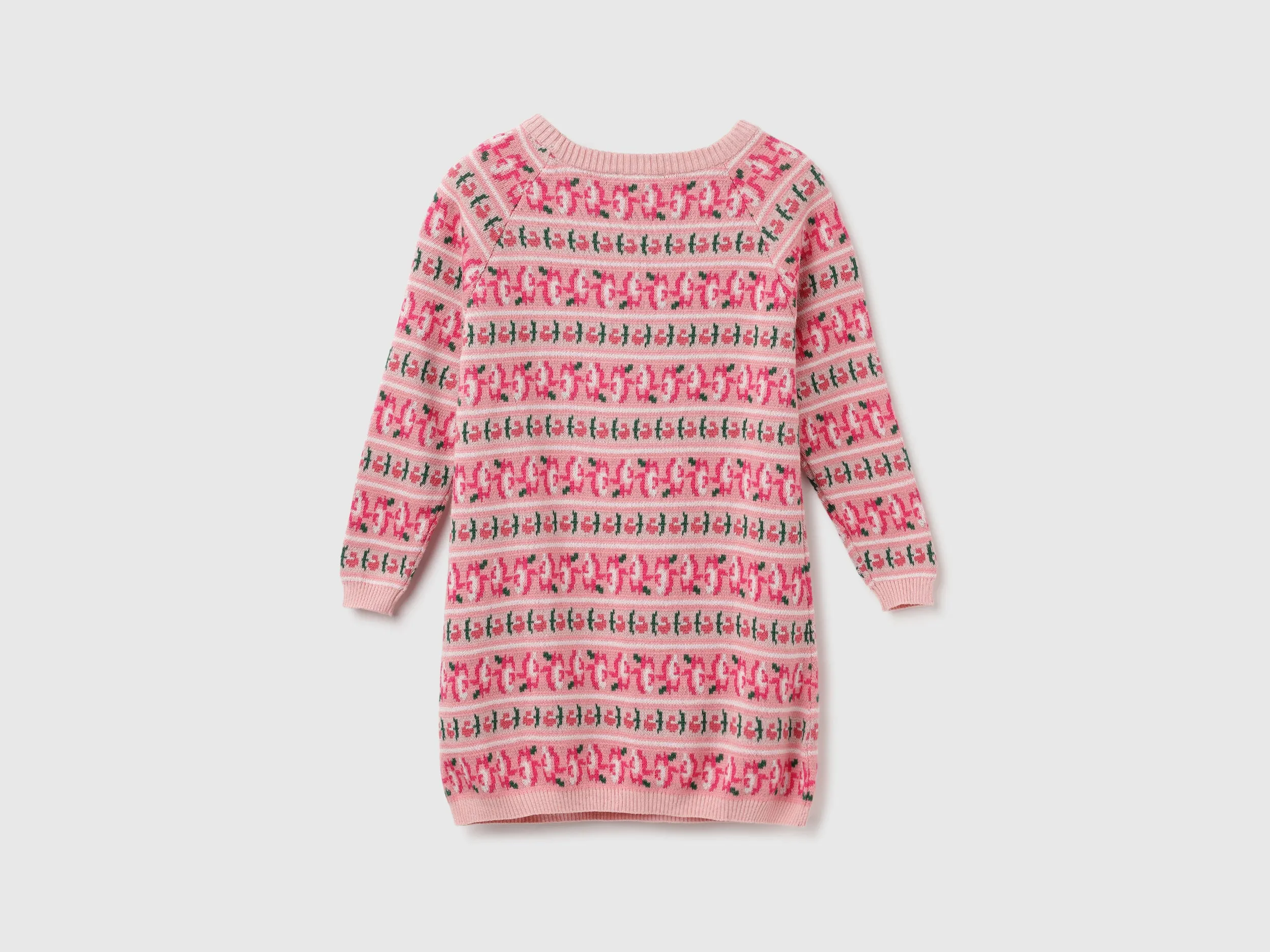 Printed Round Neck Sweater Dress