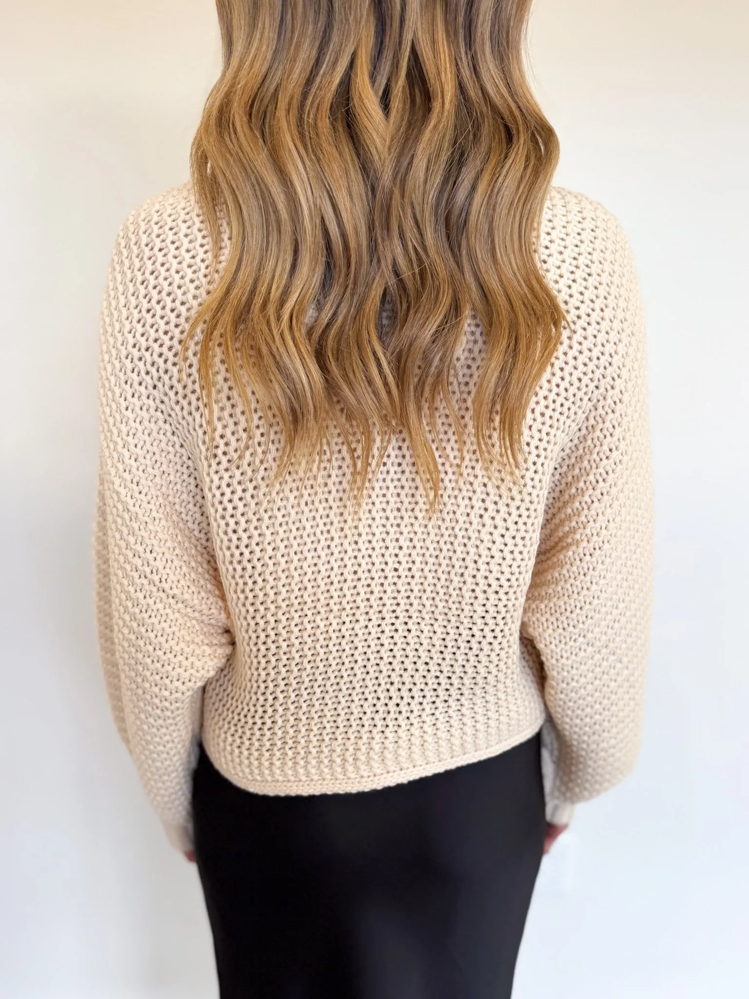 Priya Textured Knit Dolman Sweater in Cream