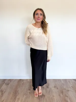 Priya Textured Knit Dolman Sweater in Cream