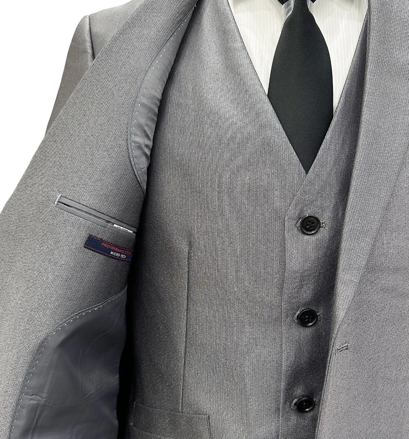 Profile Slim Fit Vested Suit - Shark Skin Gray