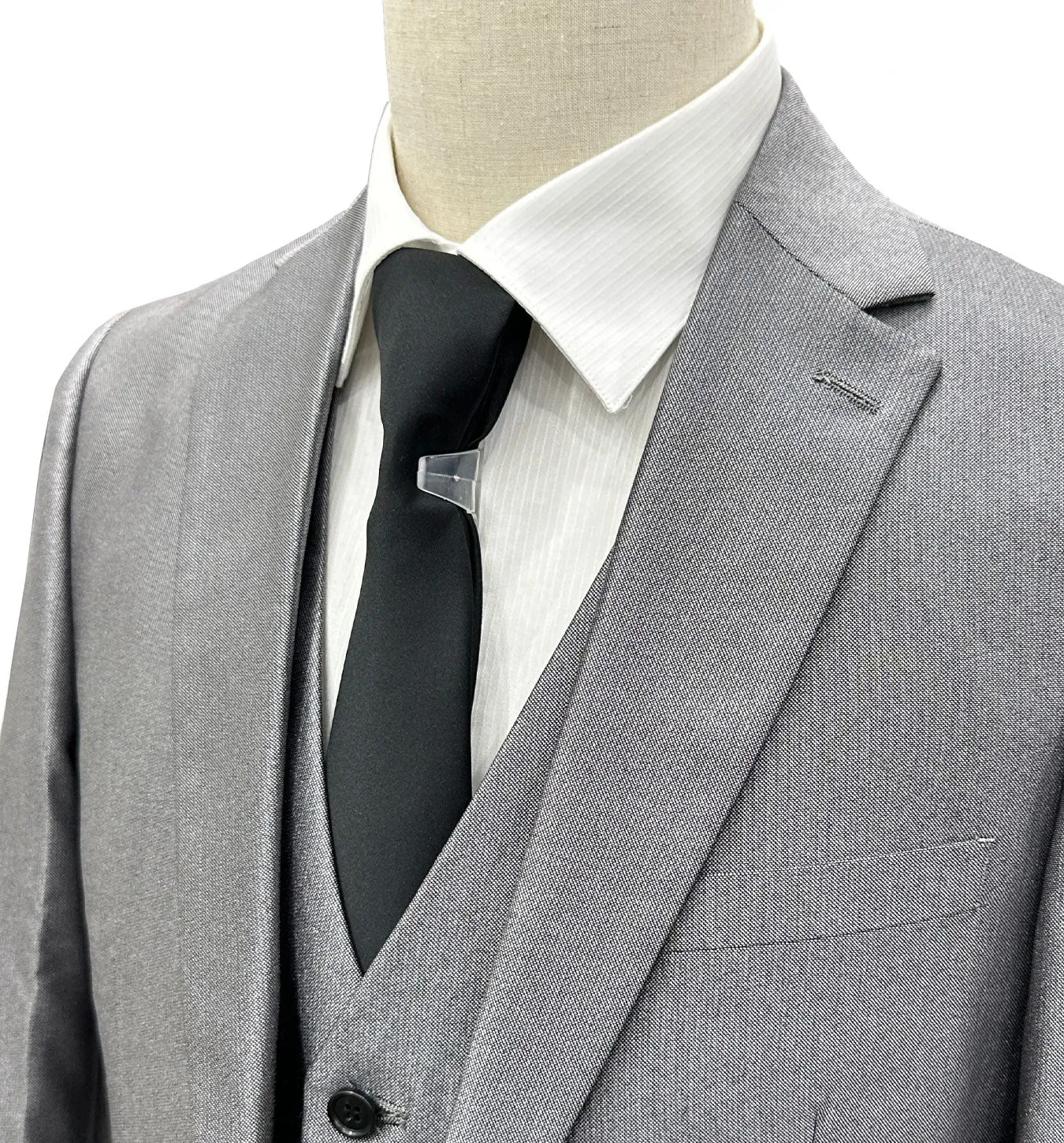 Profile Slim Fit Vested Suit - Shark Skin Gray