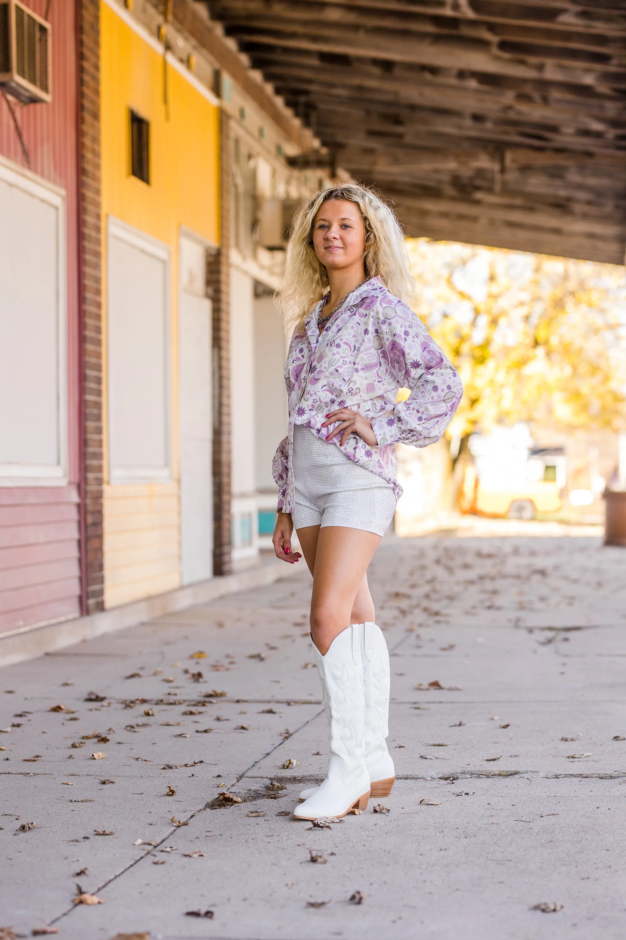 Purple Boho Western Print Button Up Shirt