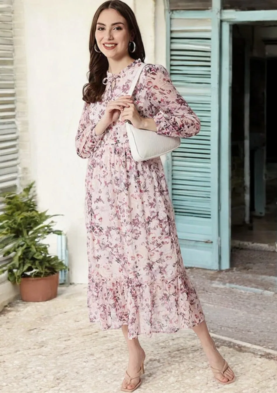 Purple Chiffon A-Line Dress