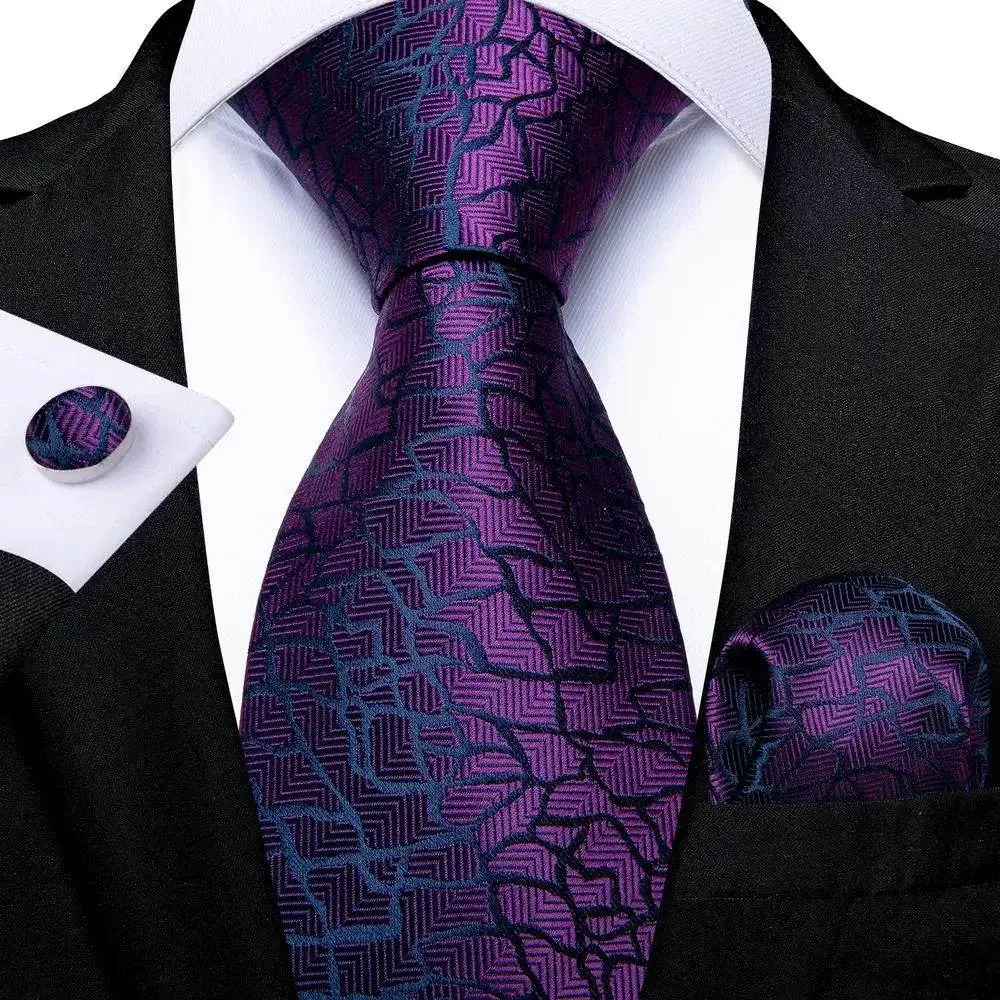 Purple Paisley Silk Tie Set for Men