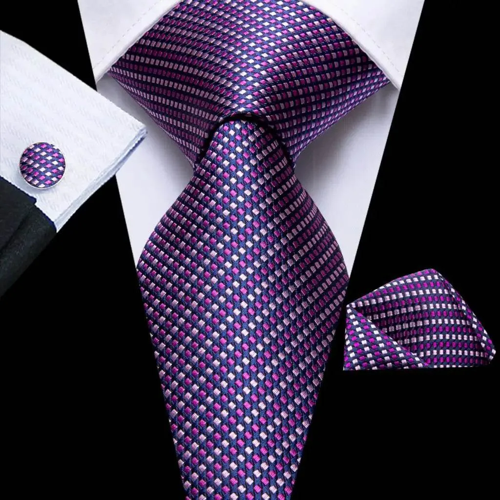 Purple Paisley Silk Tie Set for Men