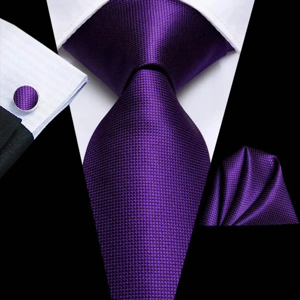 Purple Paisley Silk Tie Set for Men
