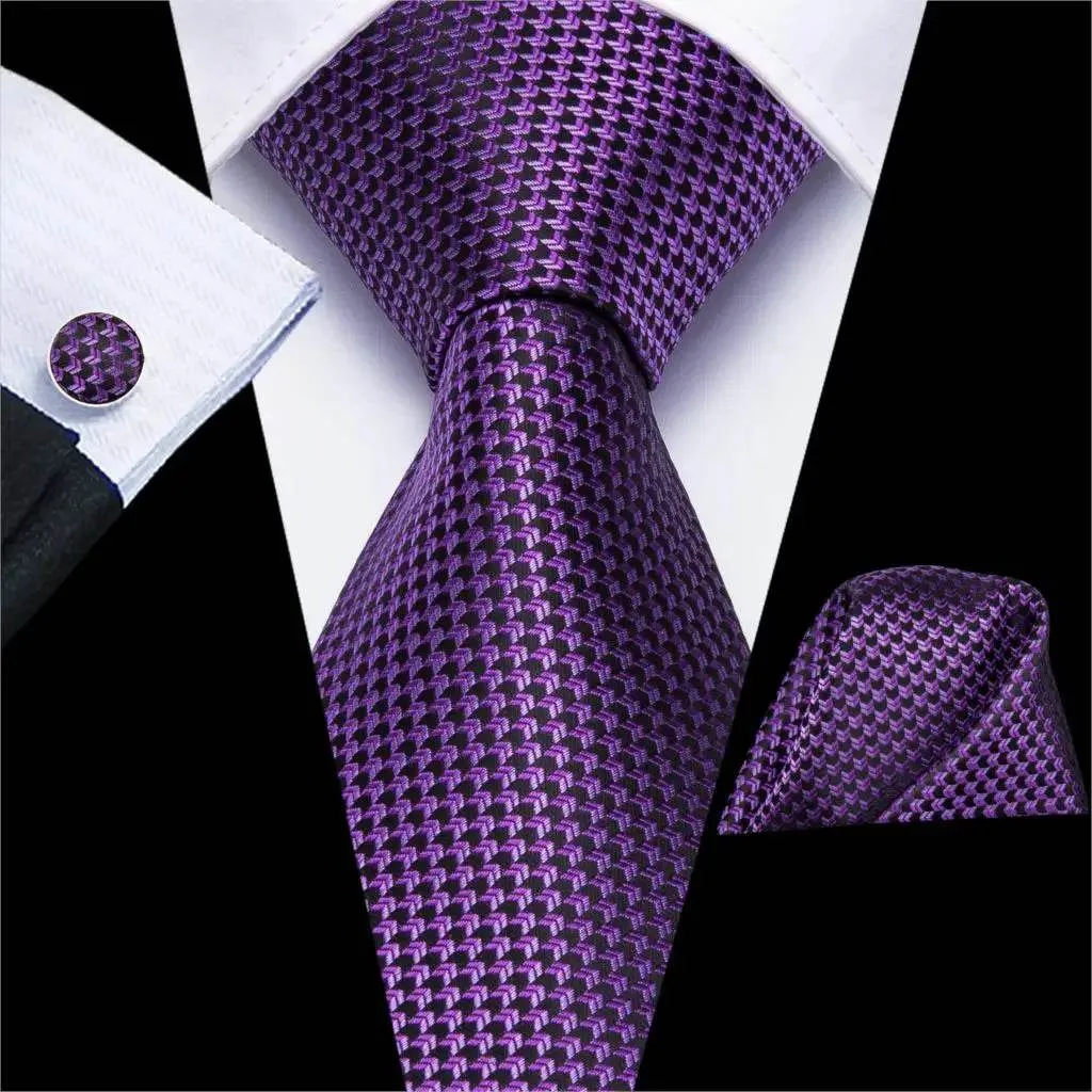 Purple Paisley Silk Tie Set for Men