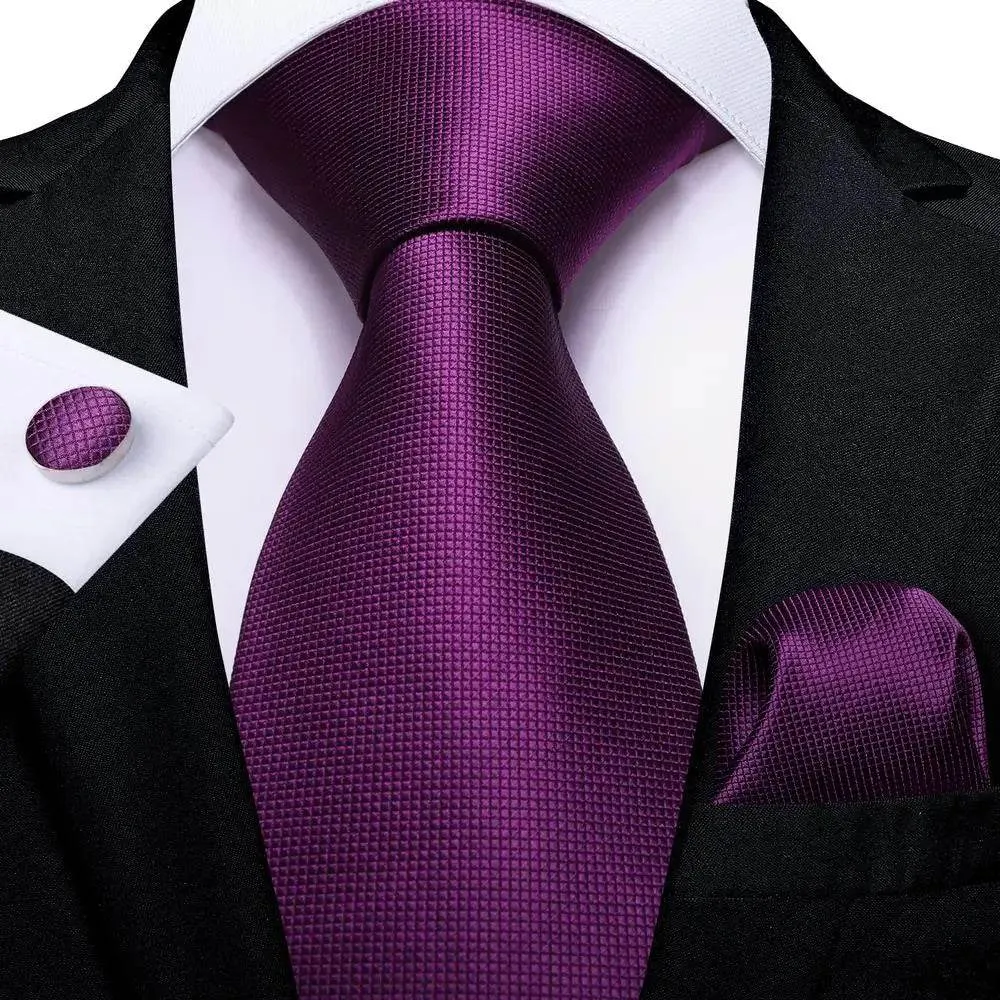 Purple Paisley Silk Tie Set for Men