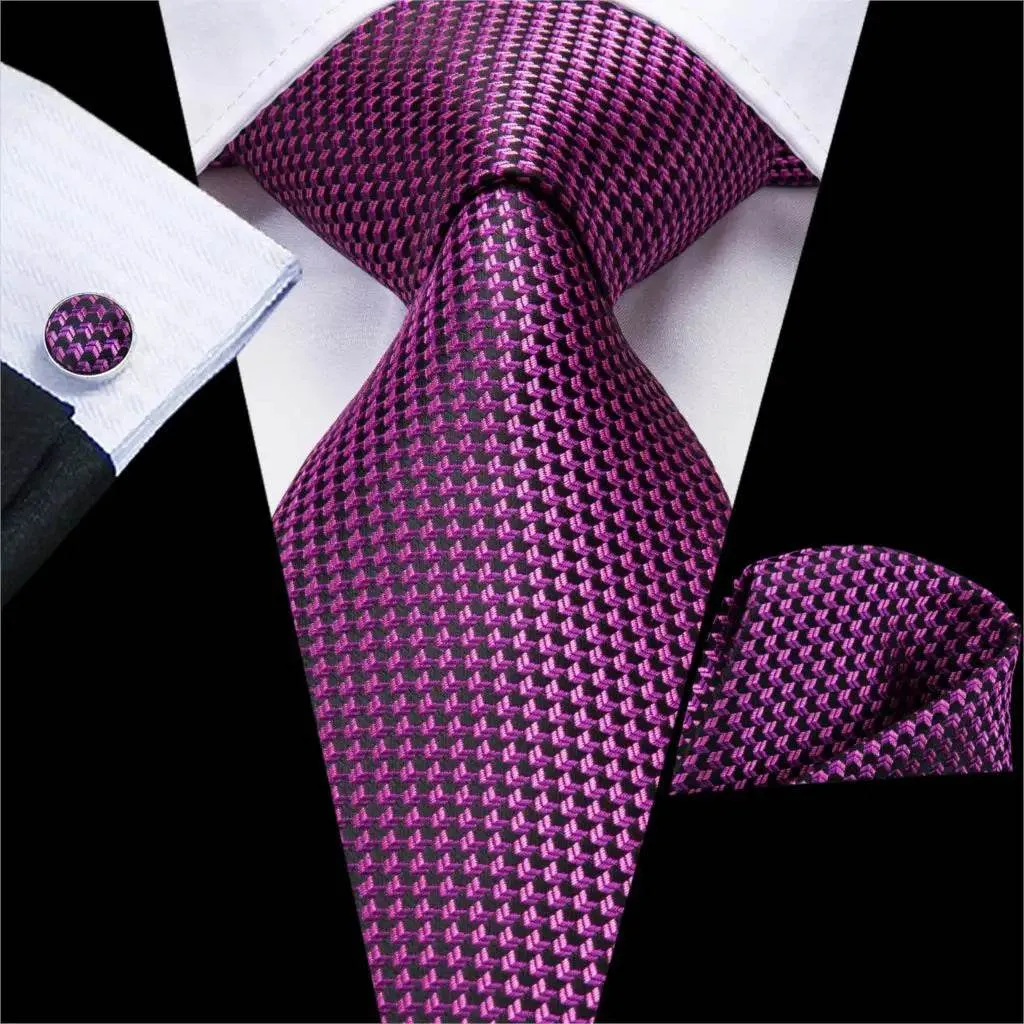 Purple Paisley Silk Tie Set for Men