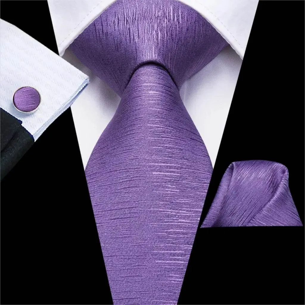 Purple Paisley Silk Tie Set for Men