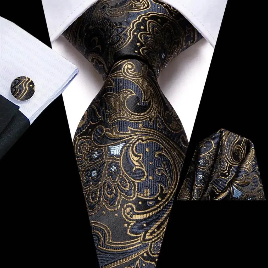 Purple Paisley Silk Tie Set for Men